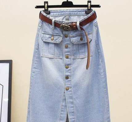High-waisted Midi Denim Skirt