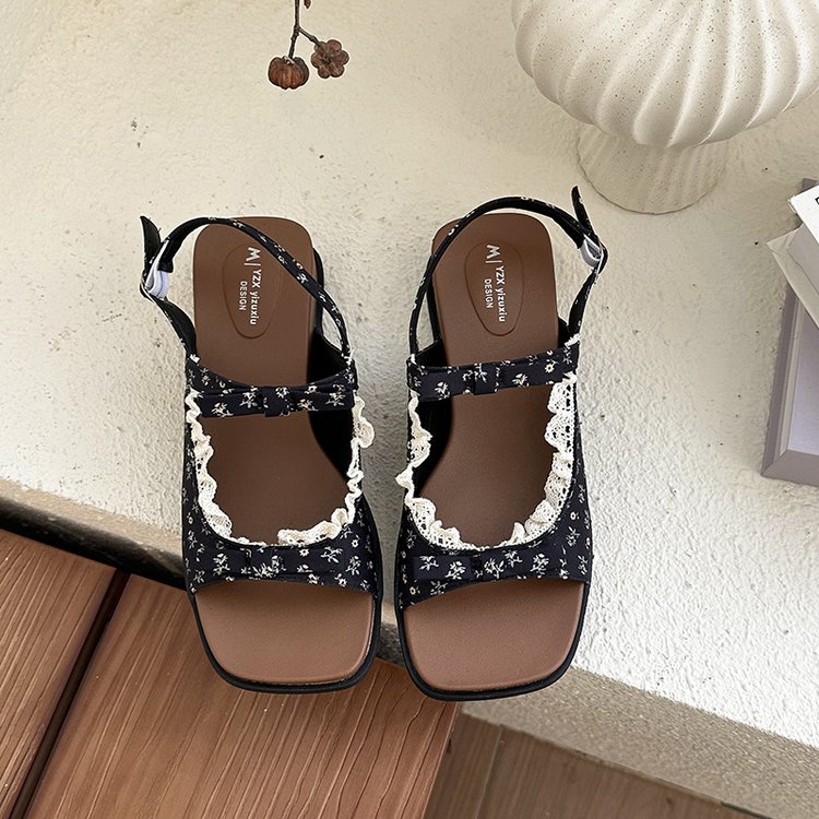 Floral Thick Sole Slippers