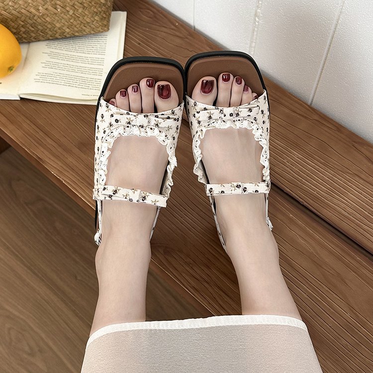 Floral Thick Sole Slippers