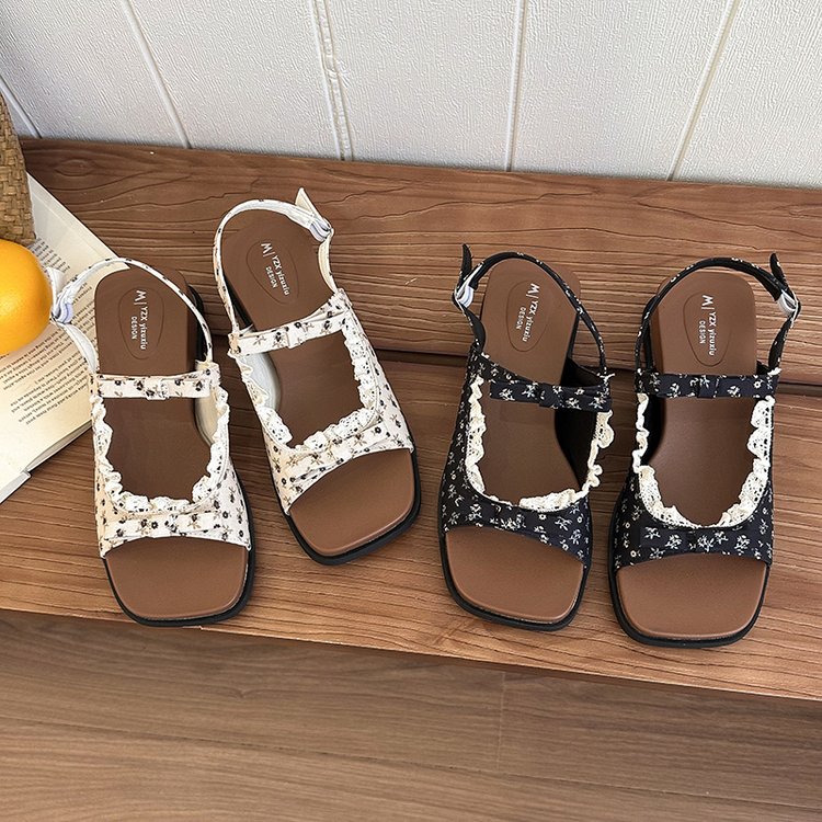 Floral Thick Sole Slippers