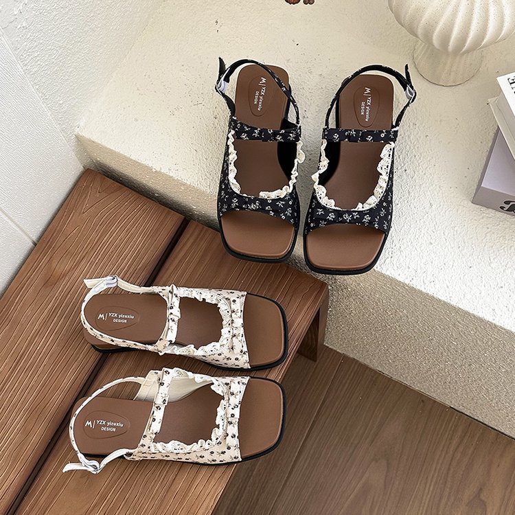 Floral Thick Sole Slippers