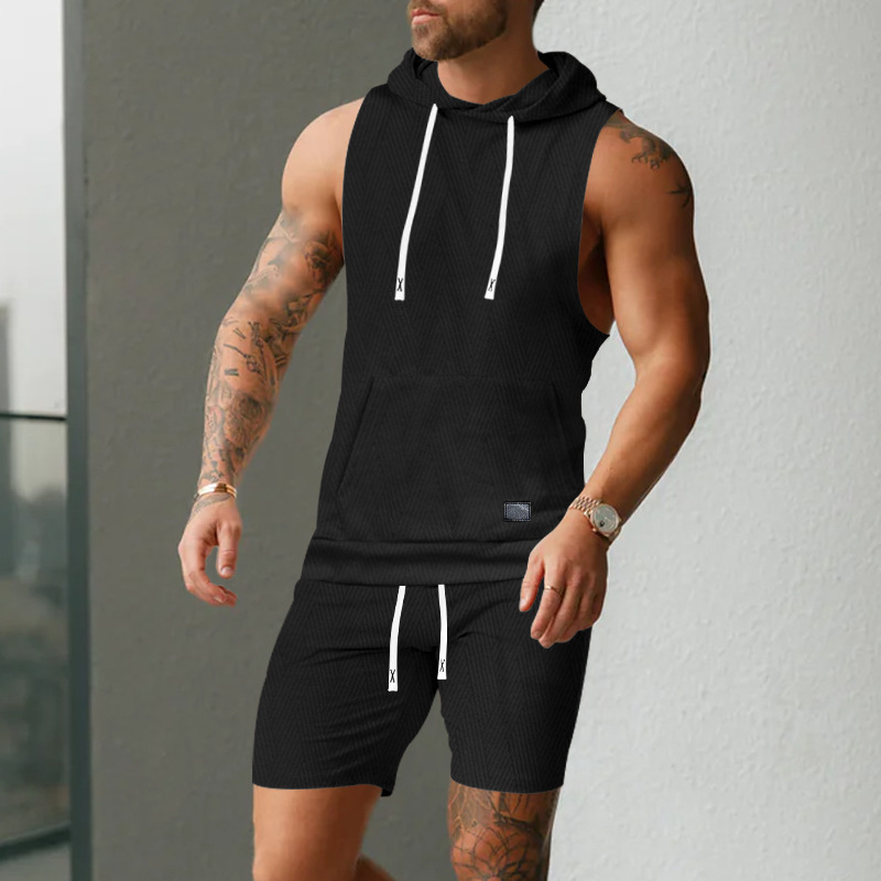 Hooded Vest And Shorts Set