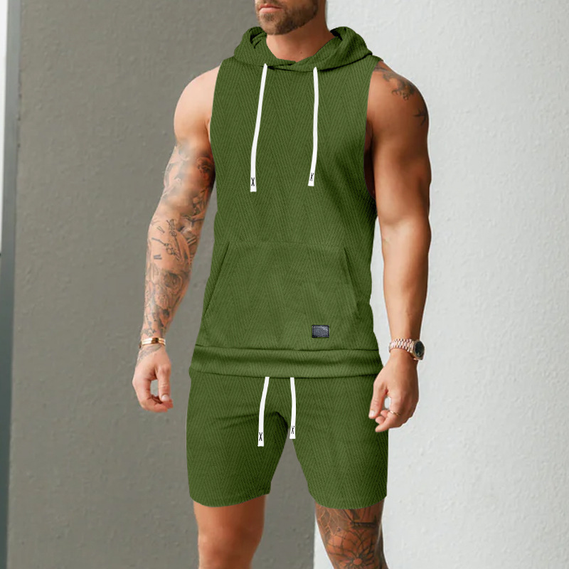 Hooded Vest And Shorts Set