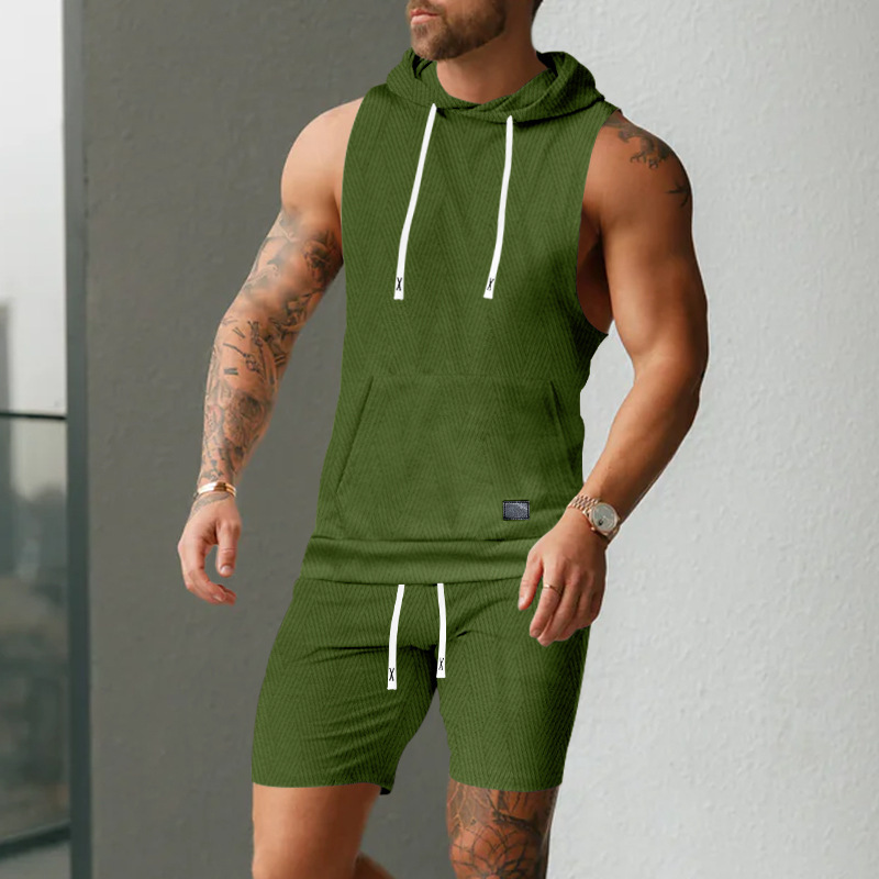 Hooded Vest And Shorts Set