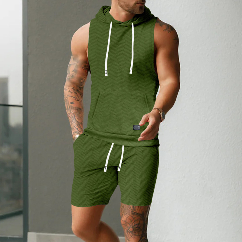 Hooded Vest And Shorts Set