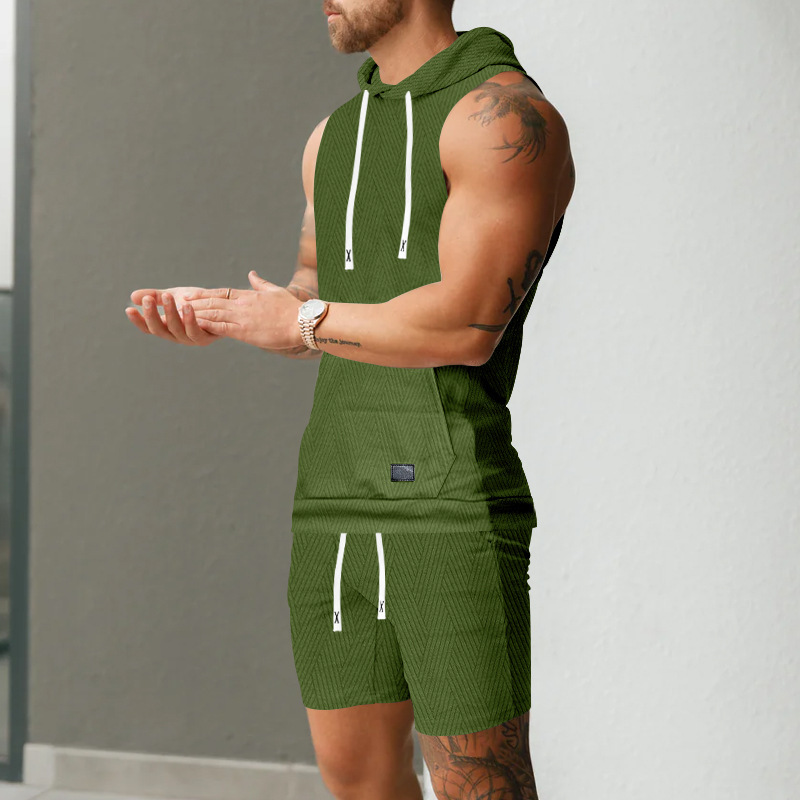 Hooded Vest And Shorts Set