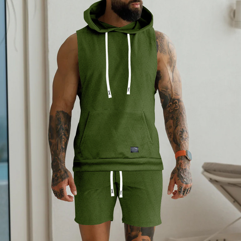 Hooded Vest And Shorts Set