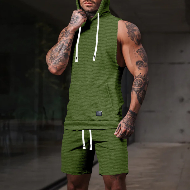 Hooded Vest And Shorts Set