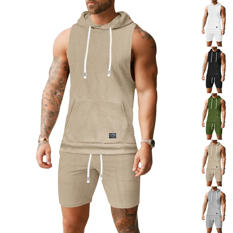 Hooded Vest And Shorts Set
