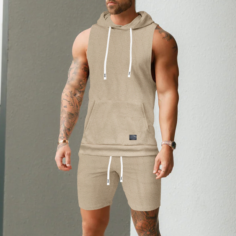 Hooded Vest And Shorts Set