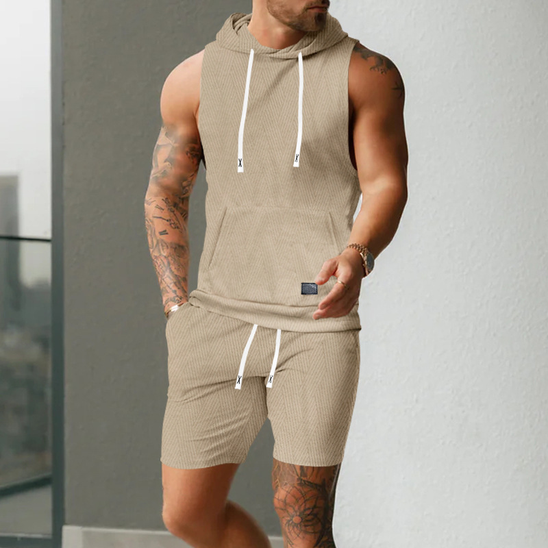 Hooded Vest And Shorts Set
