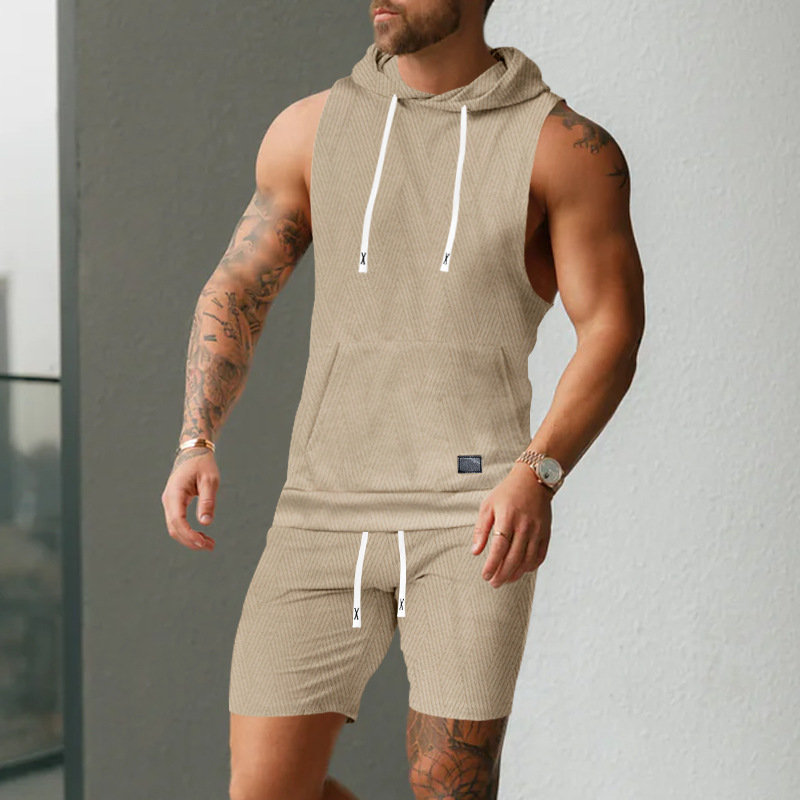 Hooded Vest And Shorts Set
