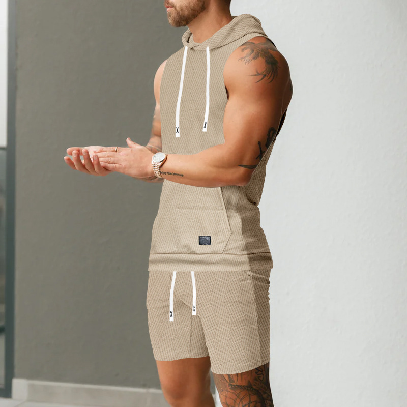 Hooded Vest And Shorts Set
