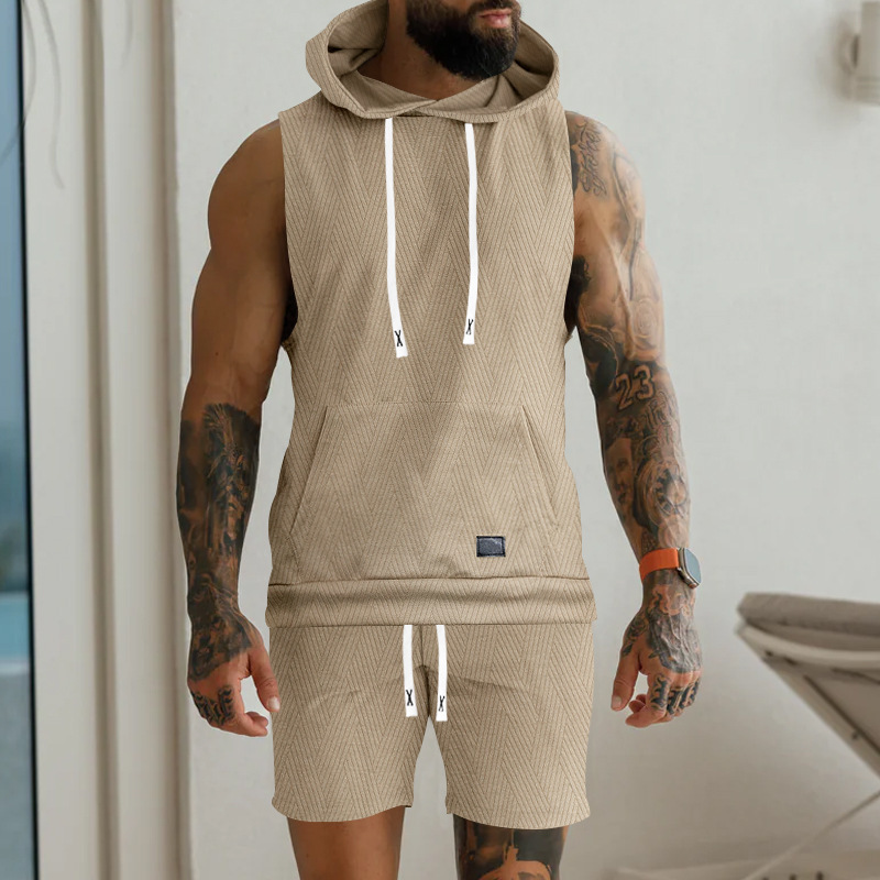 Hooded Vest And Shorts Set