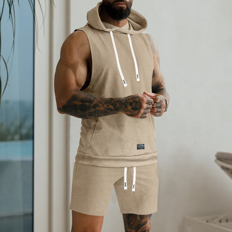 Hooded Vest And Shorts Set