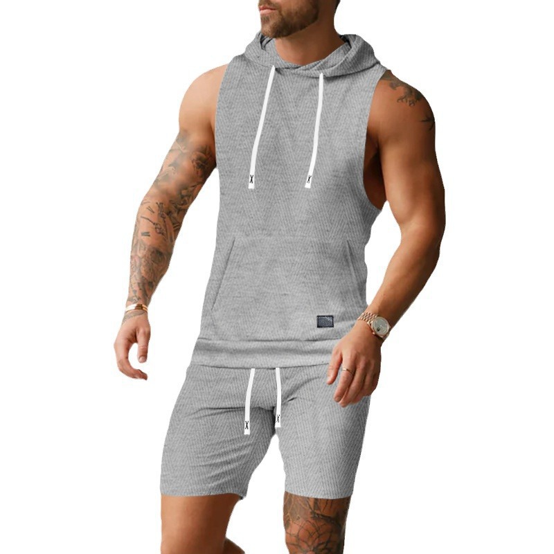 Hooded Vest And Shorts Set