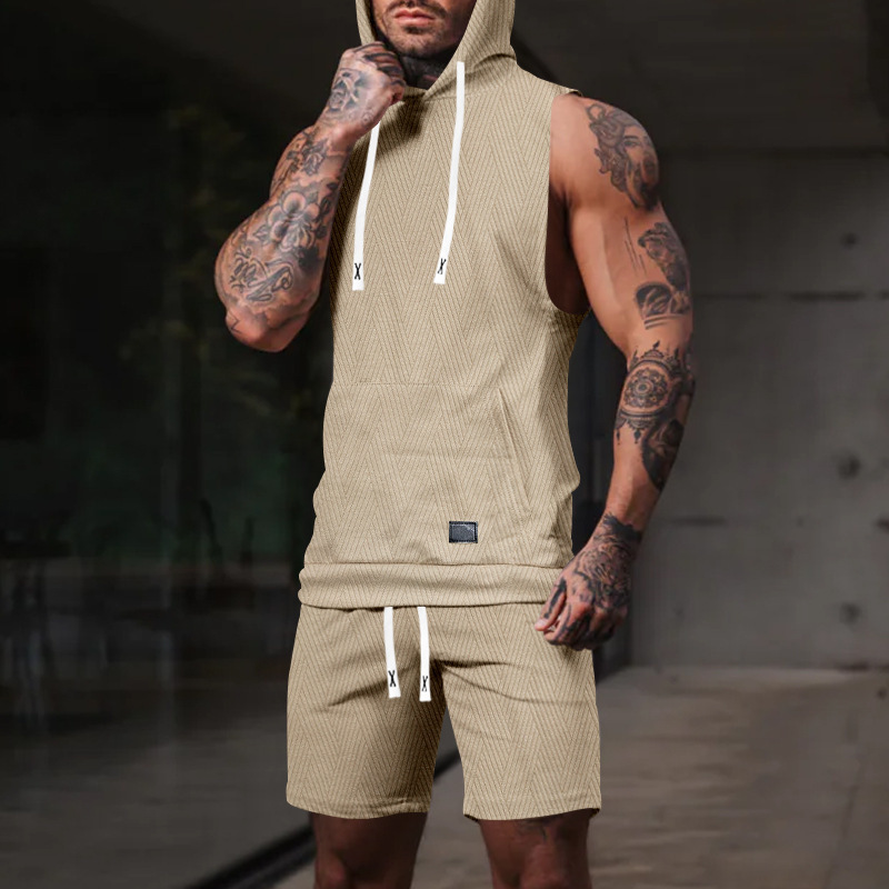 Hooded Vest And Shorts Set
