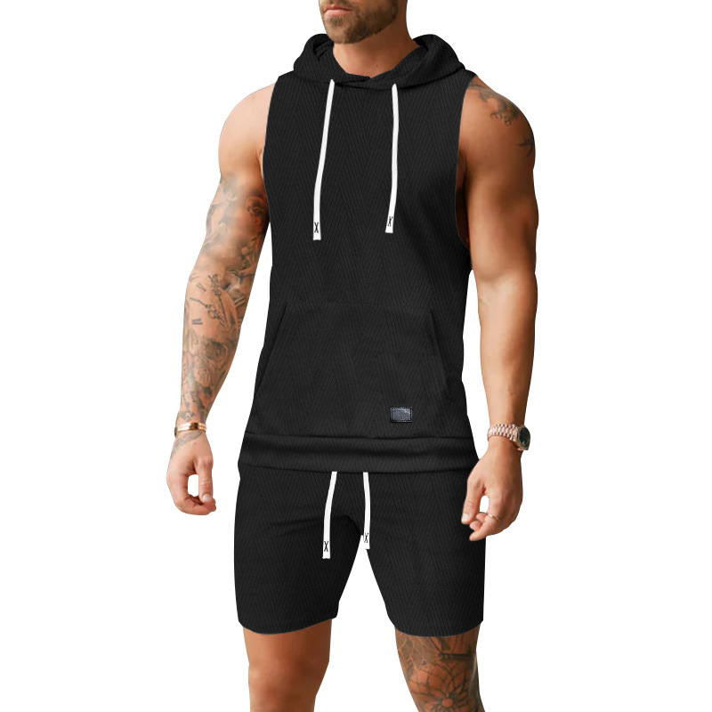 Hooded Vest And Shorts Set