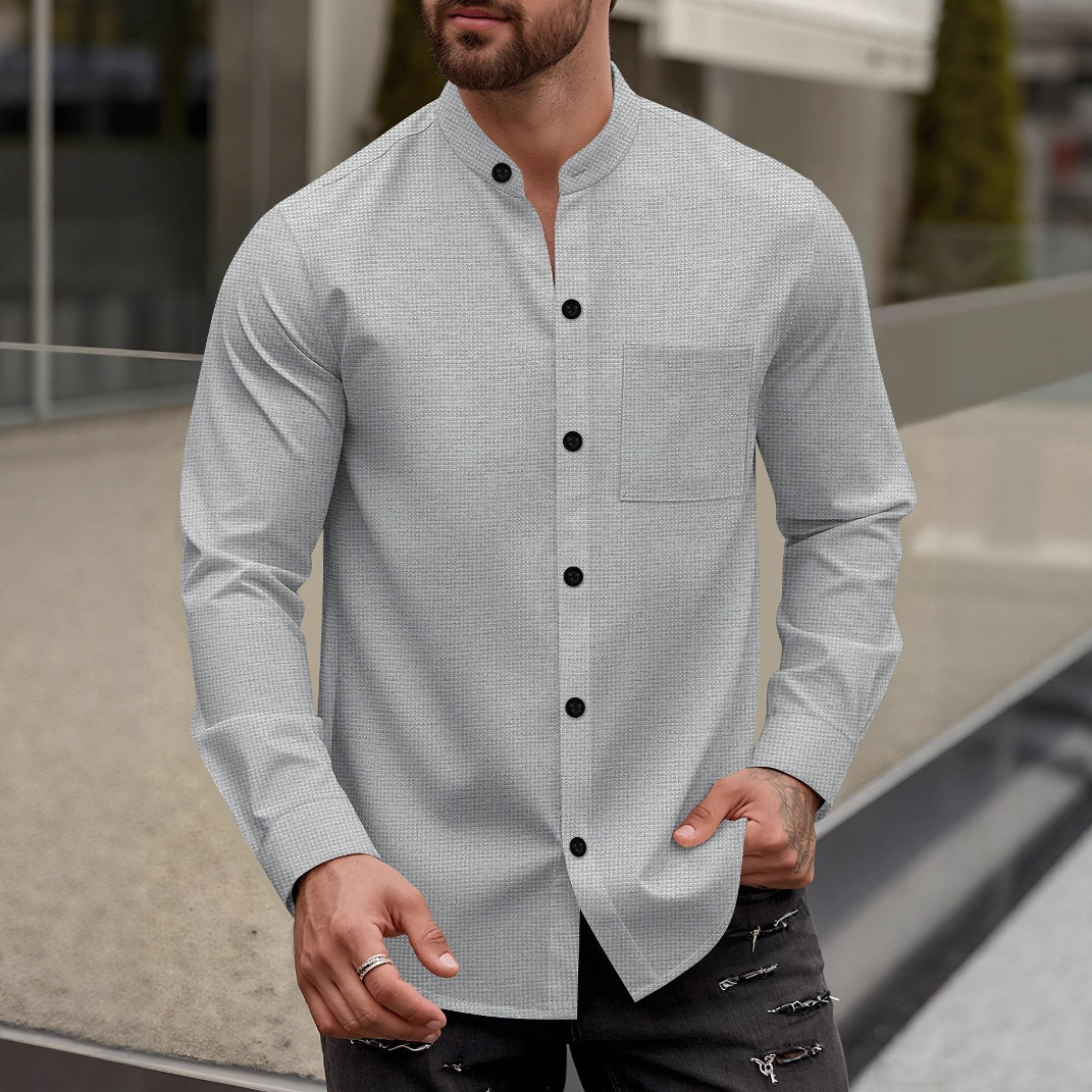 Mens Long-Sleeve Cardigan Shirt