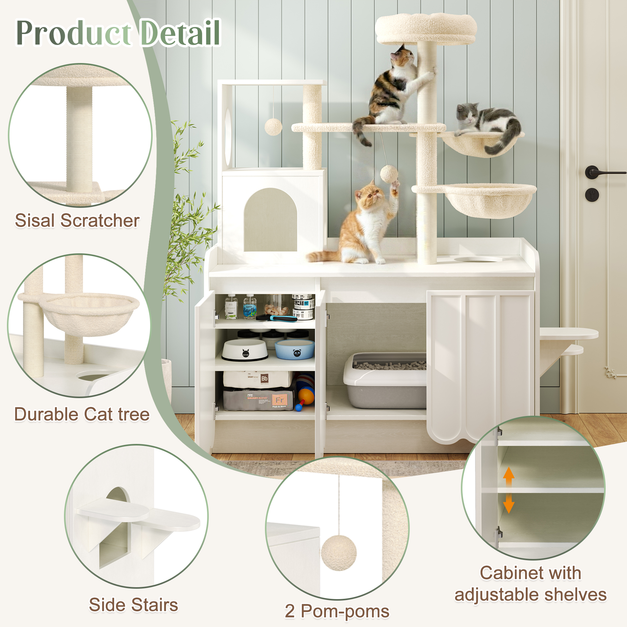 Cat Tree Condo Litter Box Enclosure