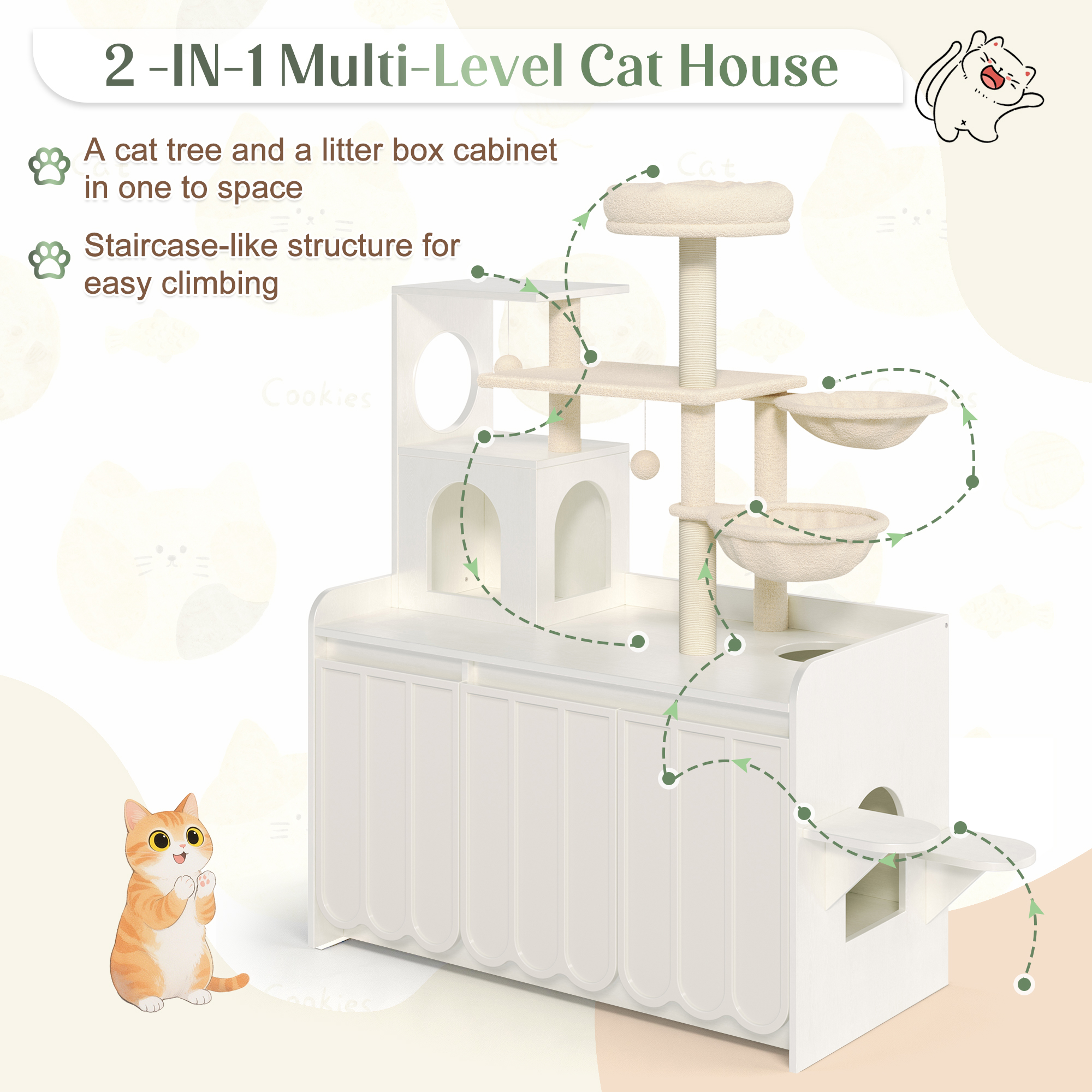 Cat Tree Condo Litter Box Enclosure