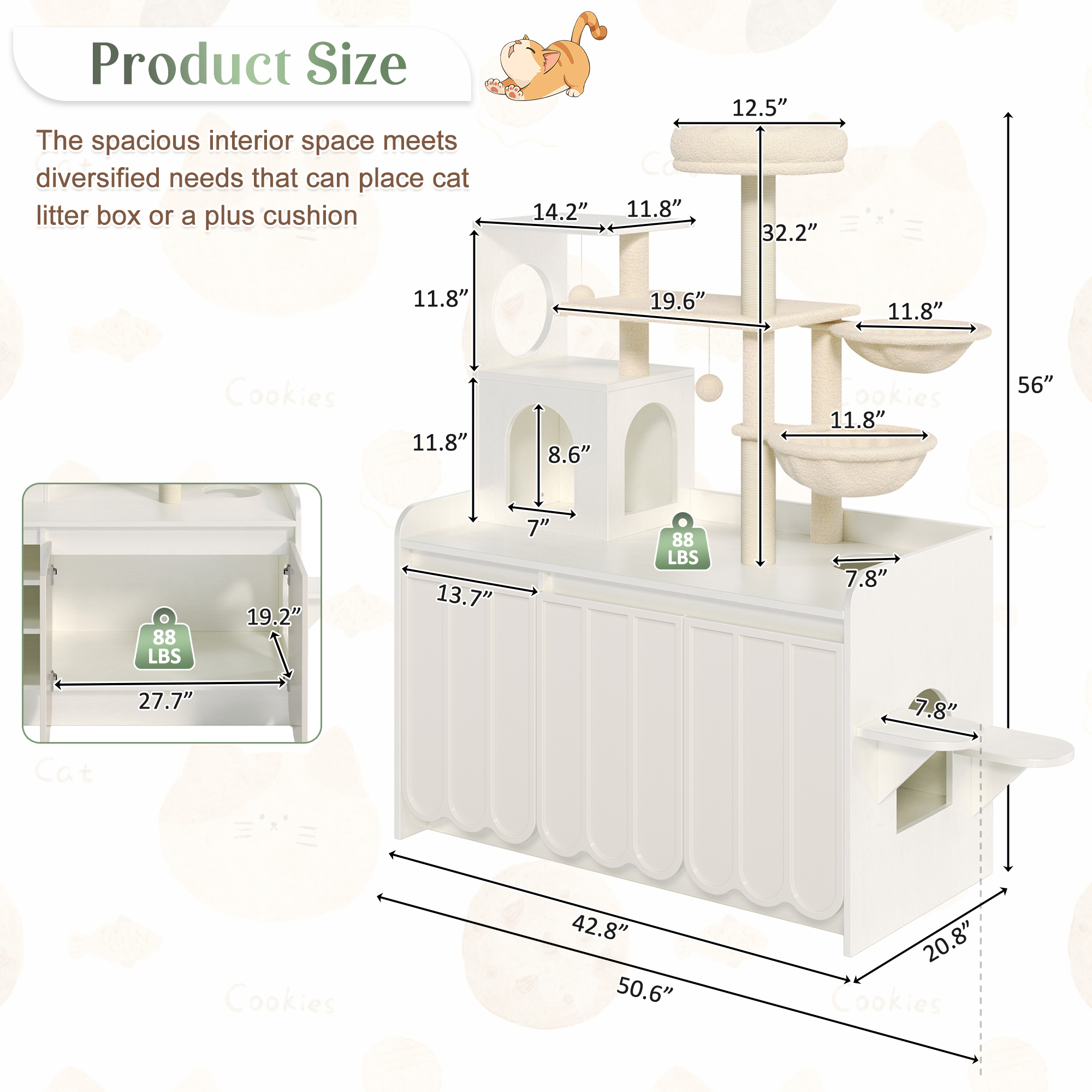 Cat Tree Condo Litter Box Enclosure