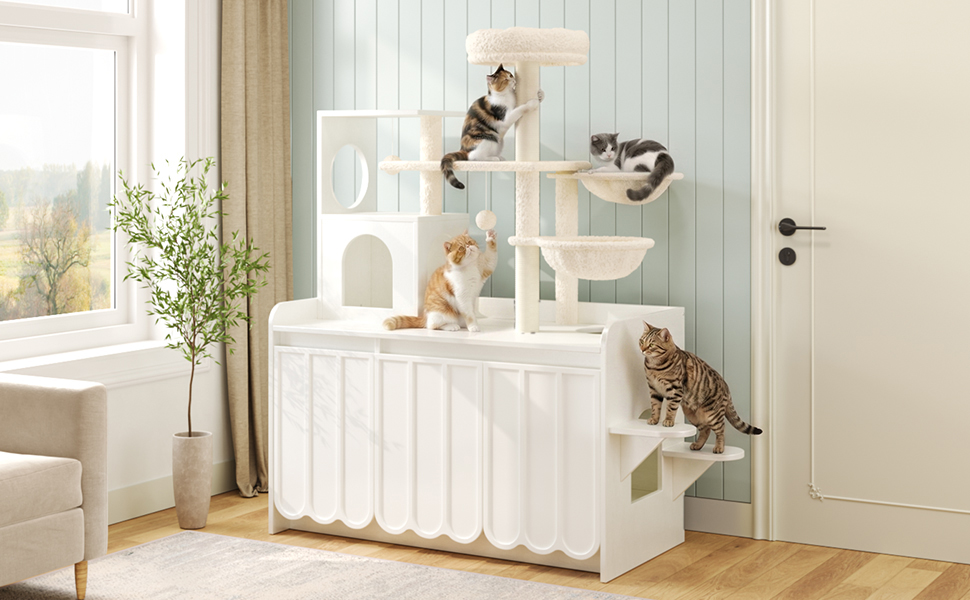 Cat Tree Condo Litter Box Enclosure