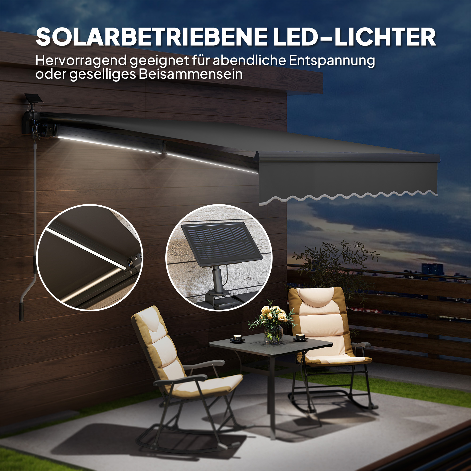 Klemmmarkise Solar-Lichte Markise