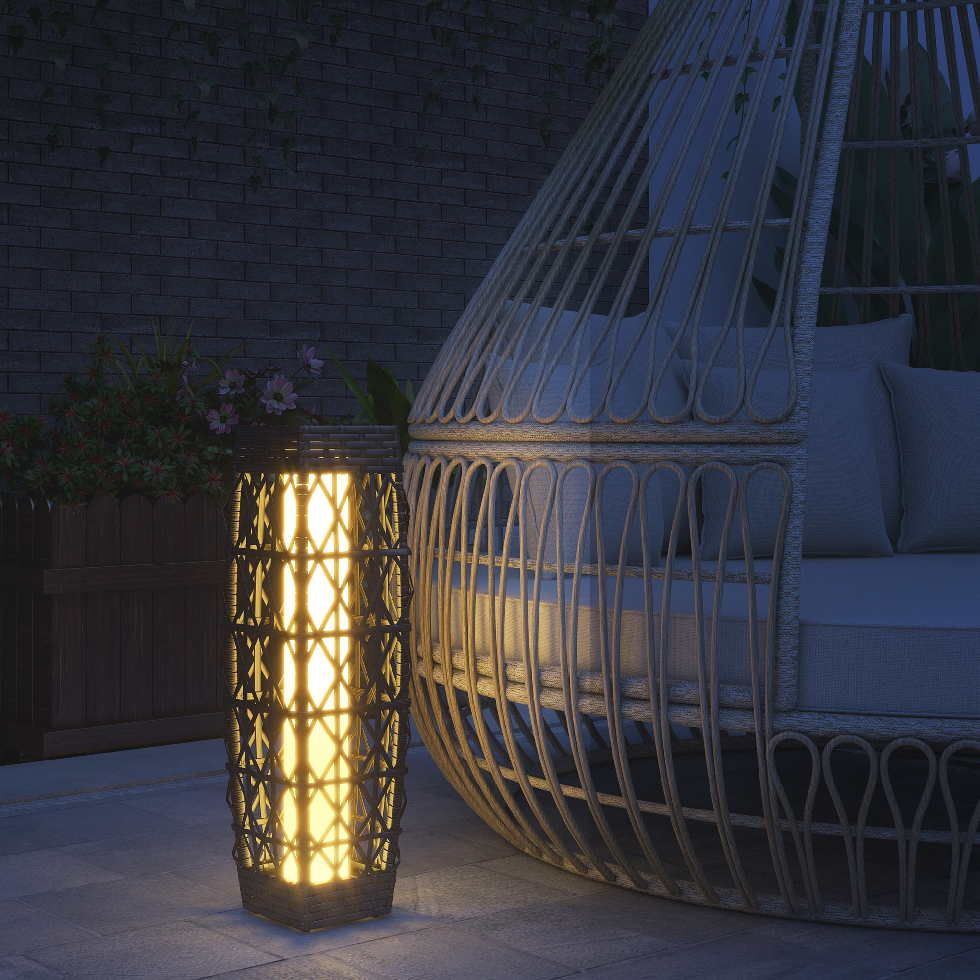 Rattan Solar Gartenlampe