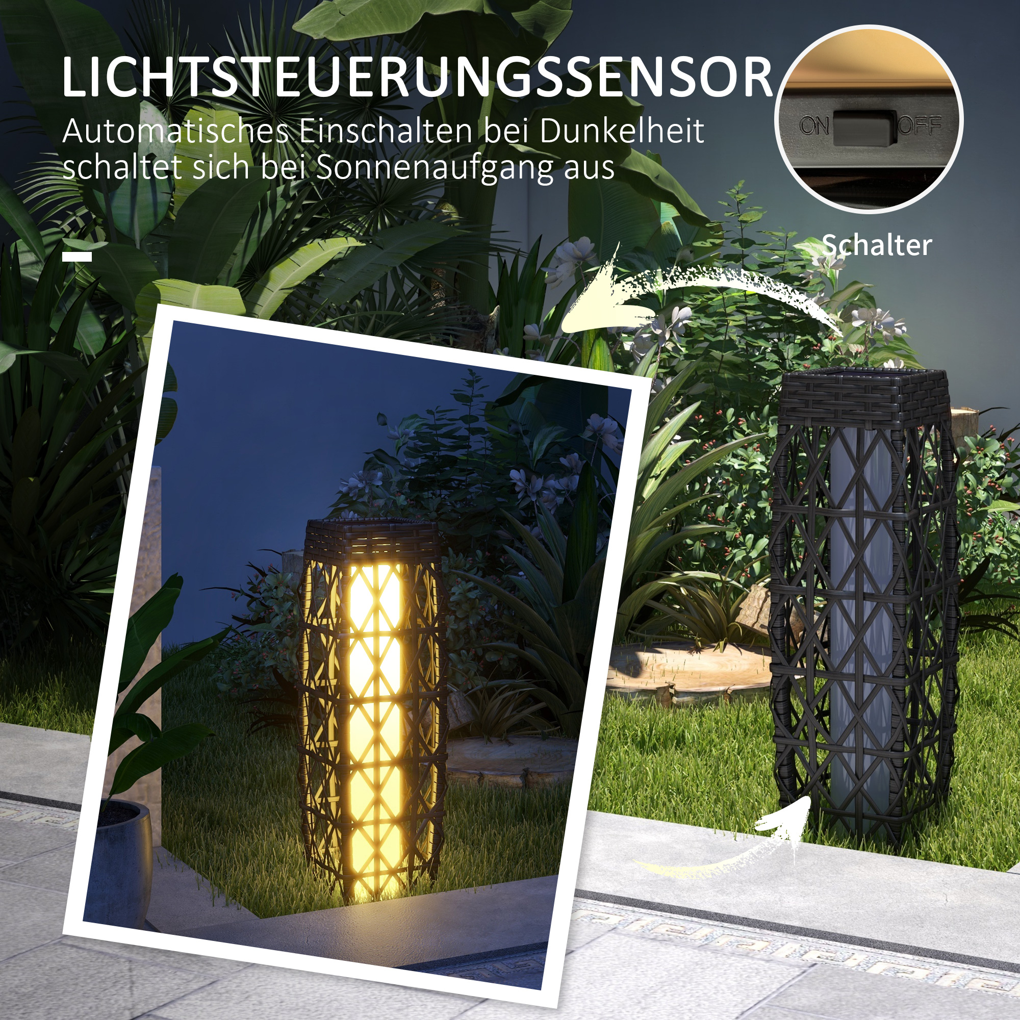 Rattan Solar Gartenlampe