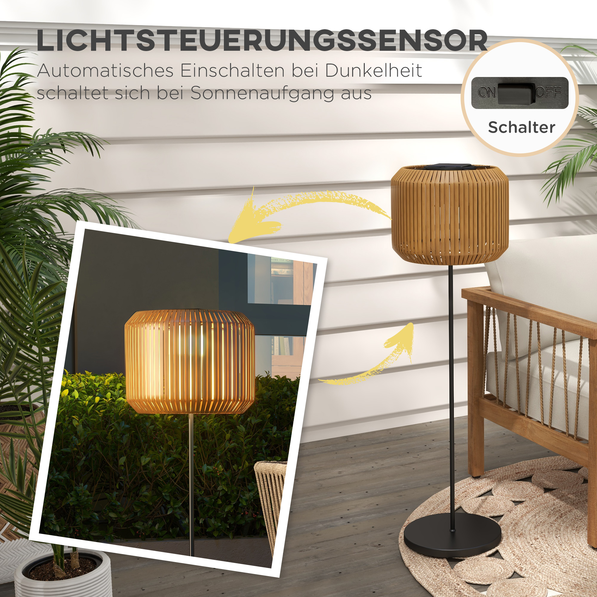 Rattan Solar Gartenlampe LED