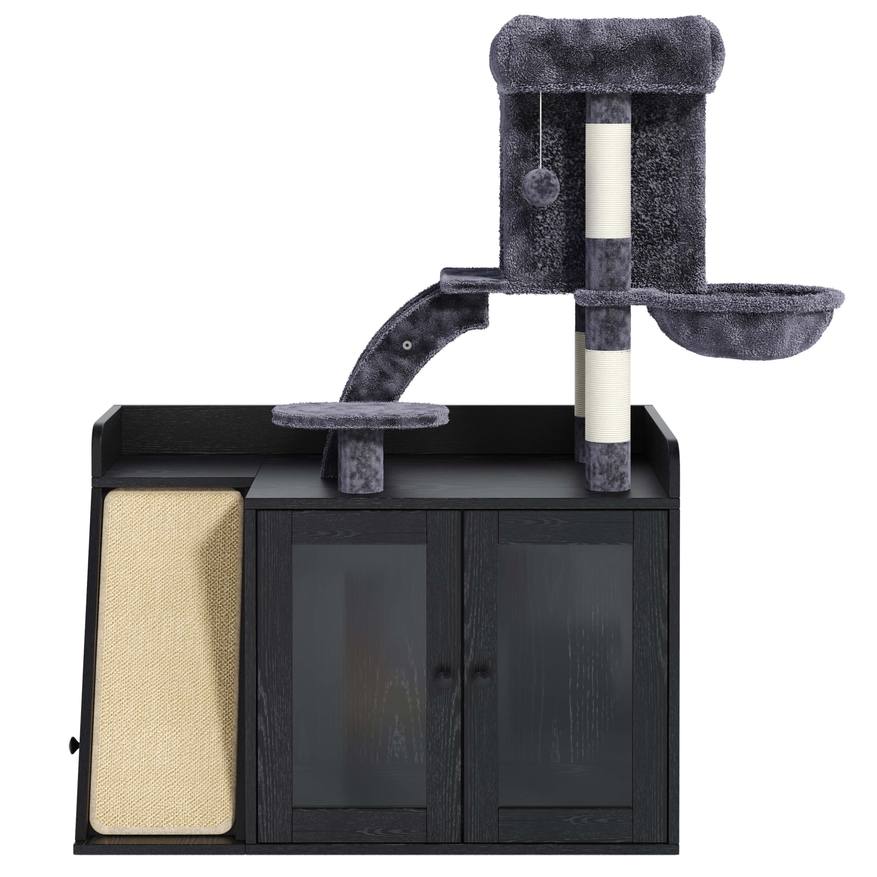 Litter Box Enclosure with Cat Tree and LED Light