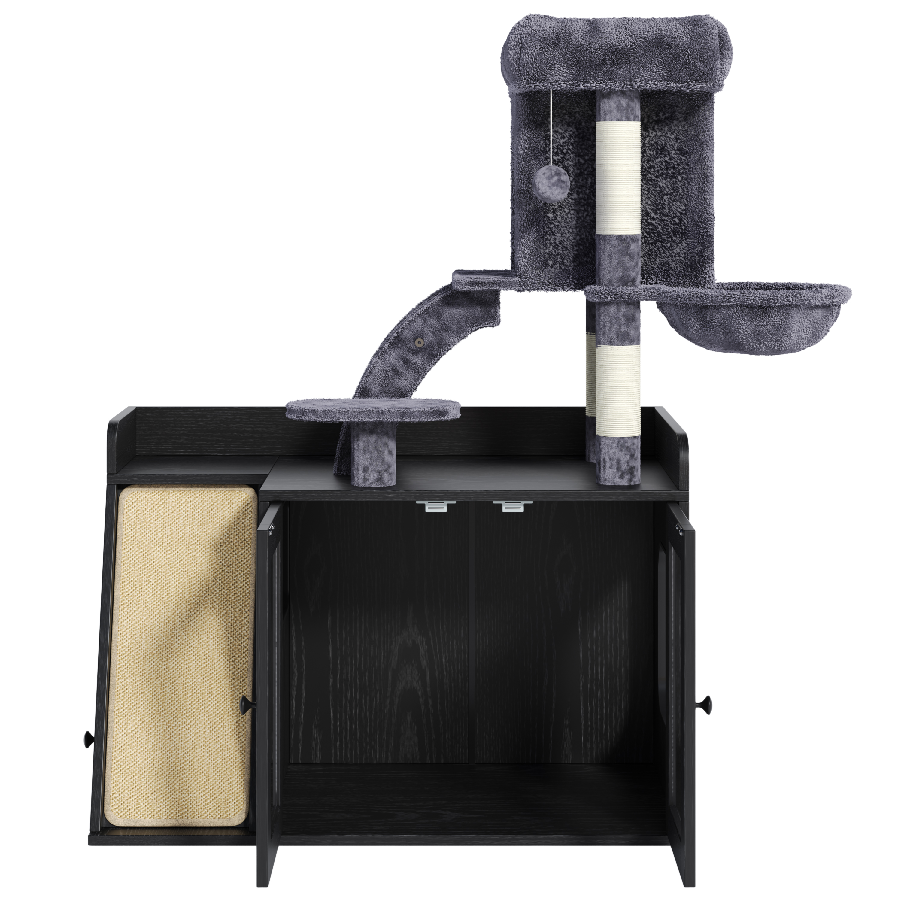 Litter Box Enclosure with Cat Tree and LED Light