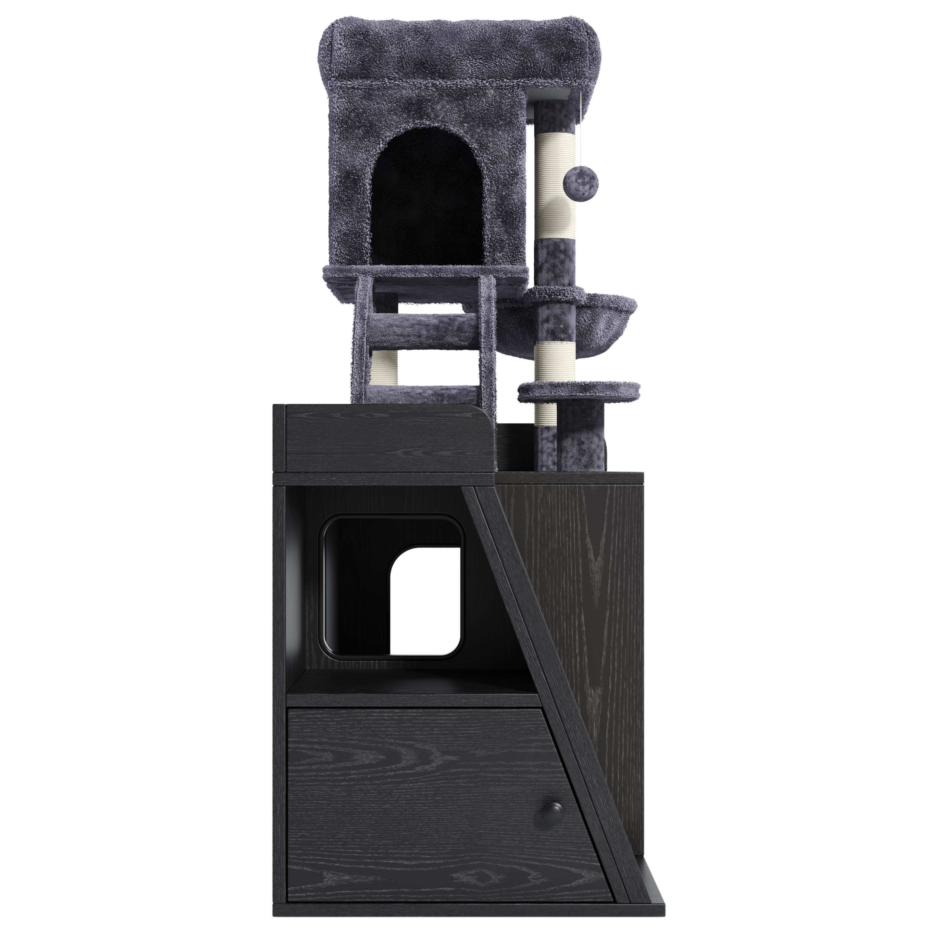 Litter Box Enclosure with Cat Tree and LED Light
