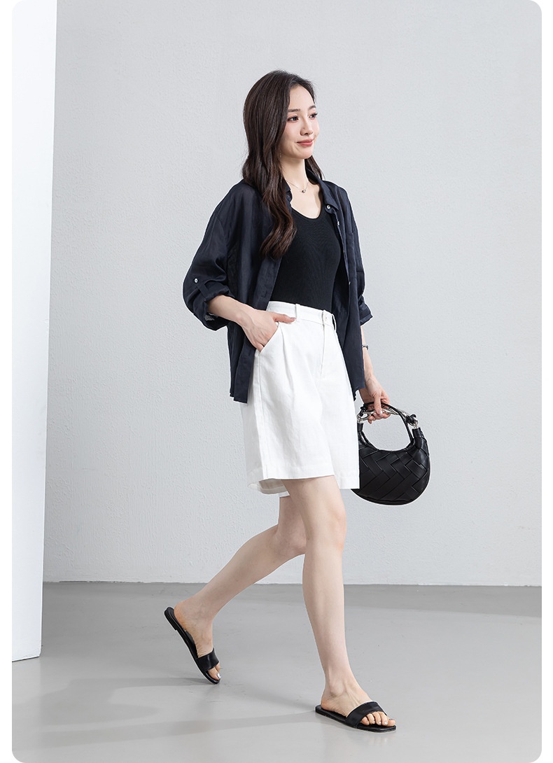 Tencel Linen Shorts Summer White
