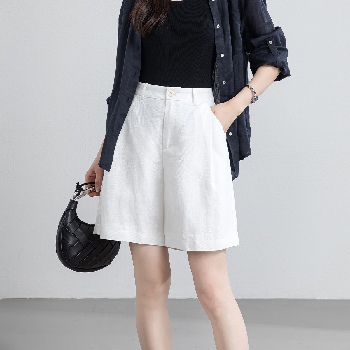 Tencel Linen Shorts Summer White