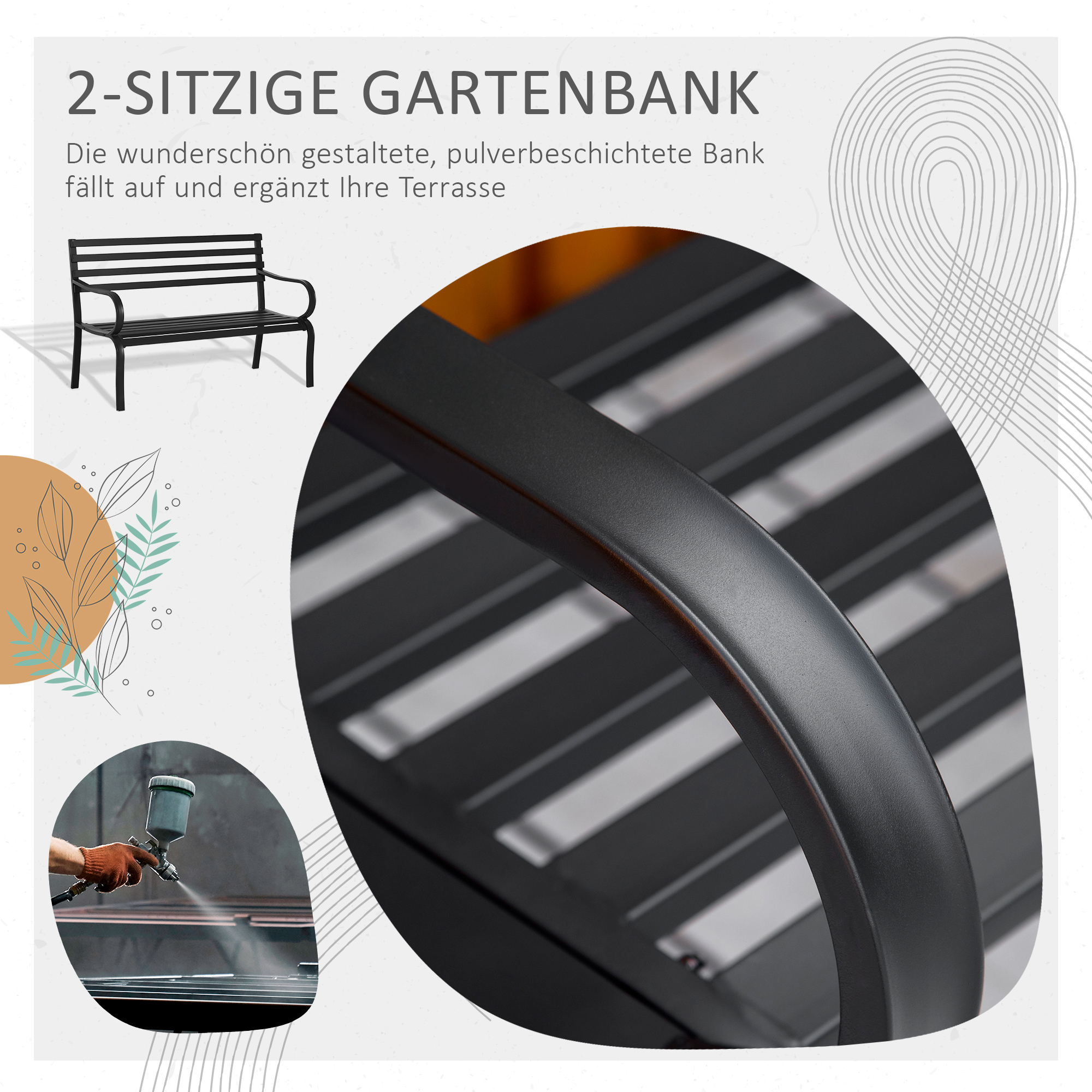 Gartenbank 2-Sitzer 240kg Belastbar