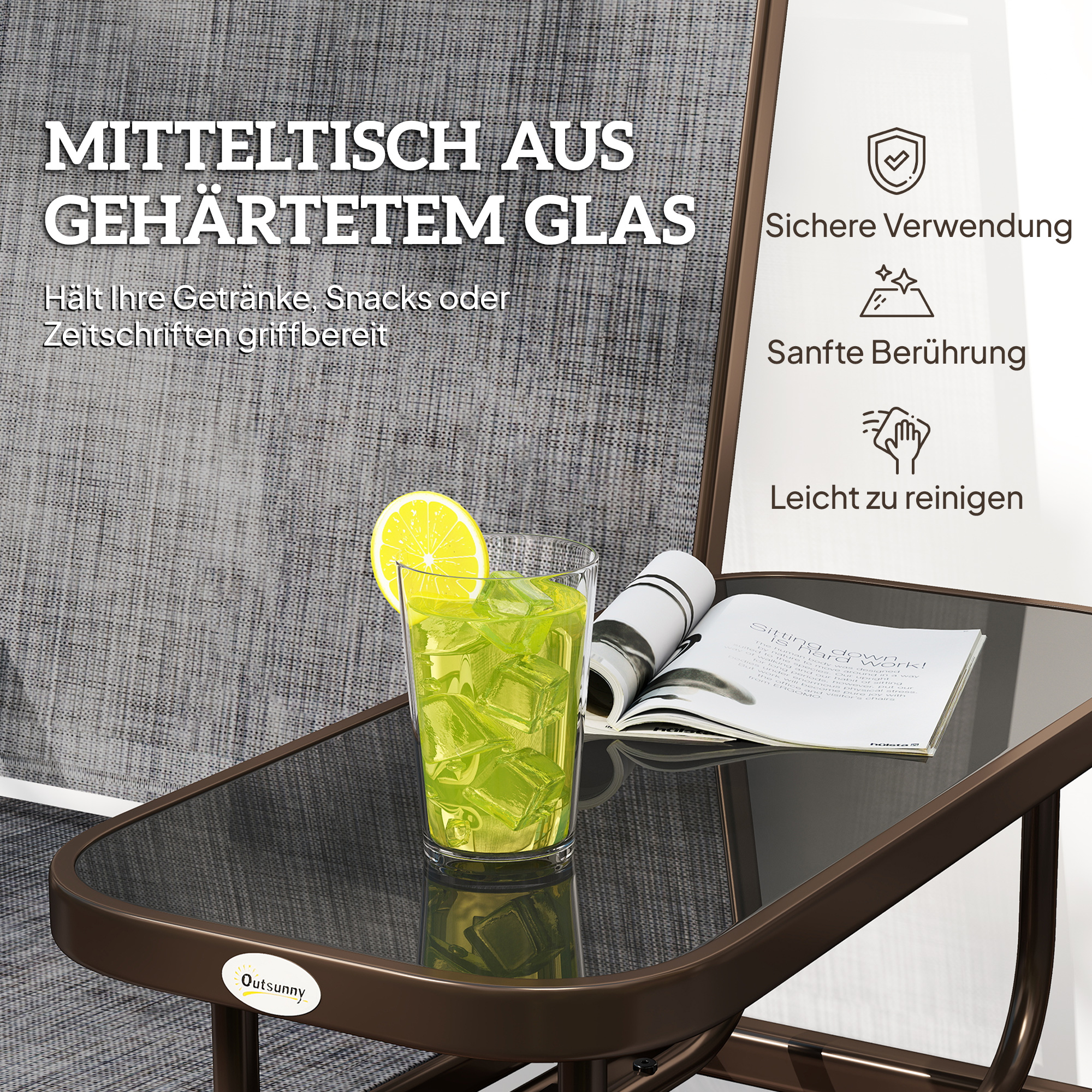 Gartenbank, 2-Sitzer Schaukelstuhl Mit Tisch