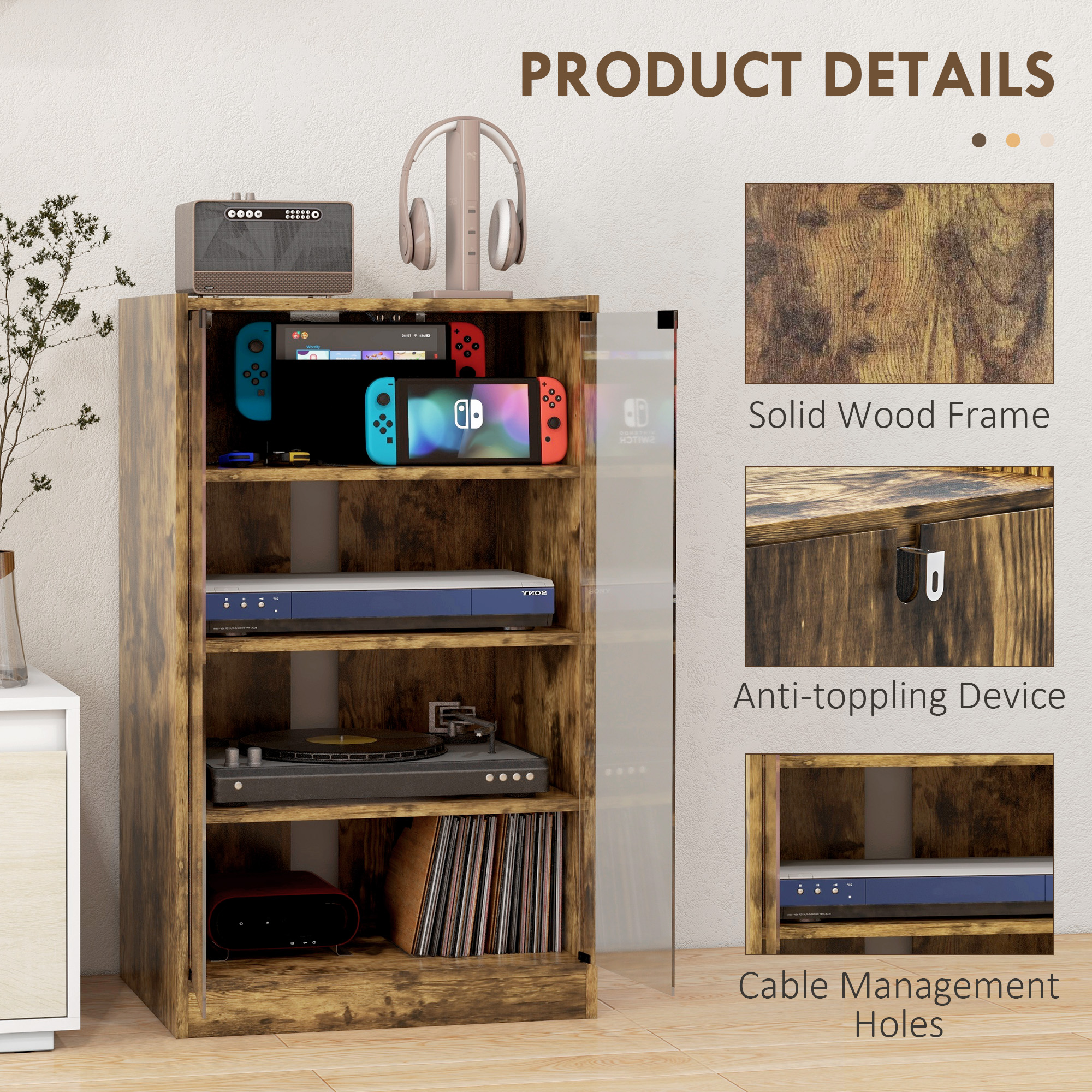 5-Tier Media Cabinet Rustic Brown