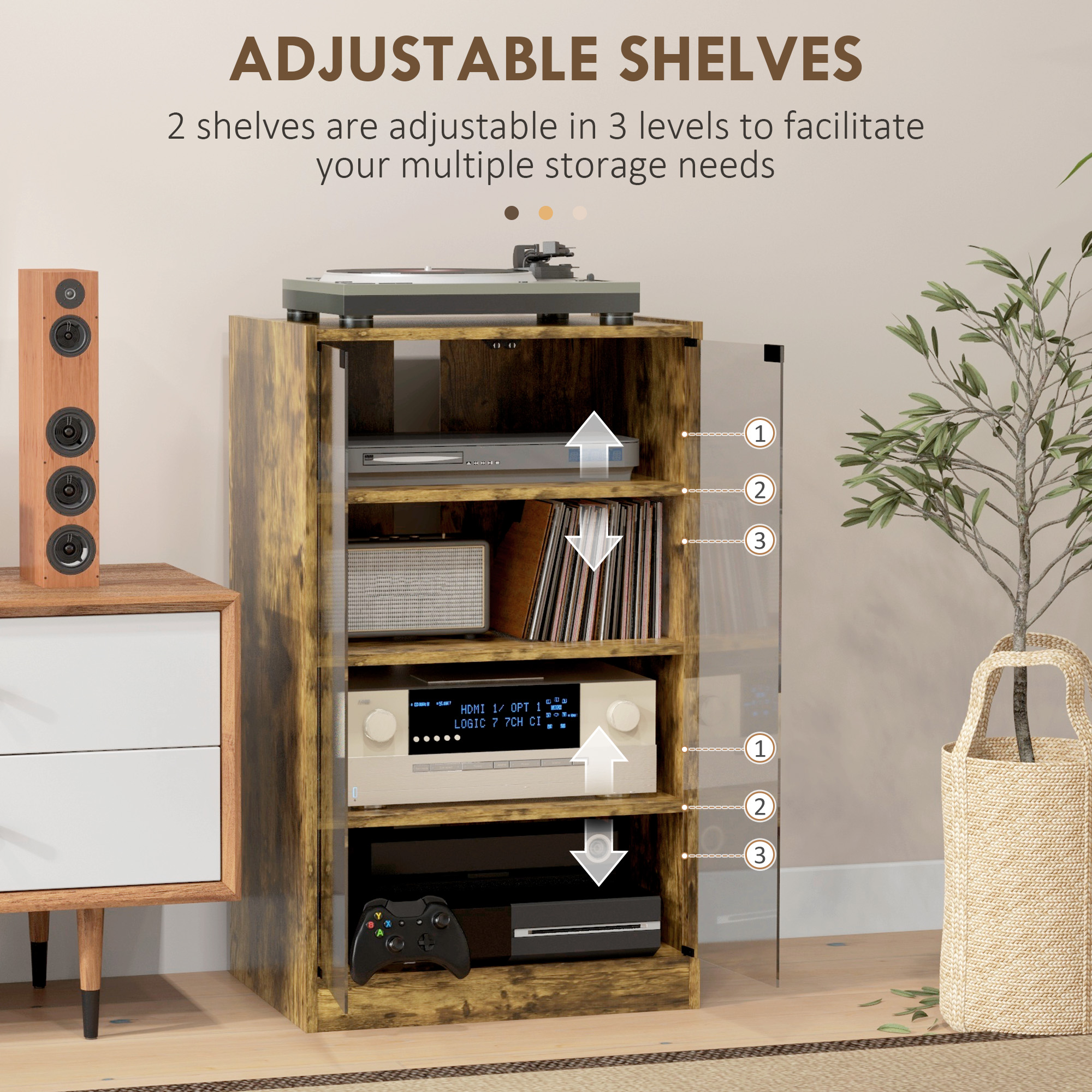 5-Tier Media Cabinet Rustic Brown