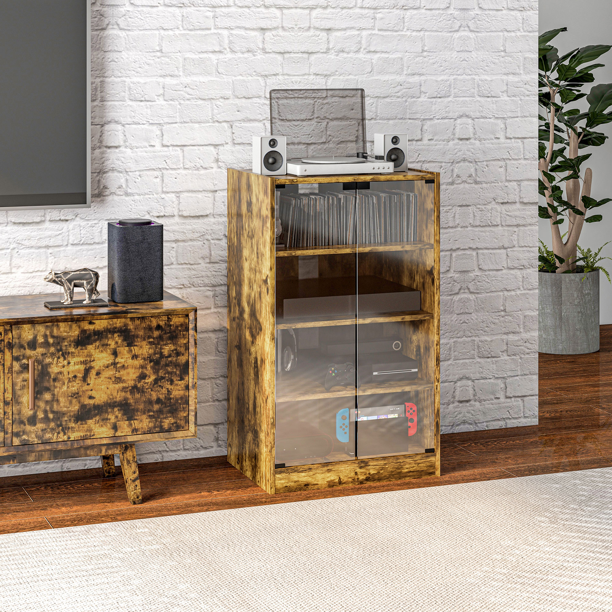 5-Tier Media Cabinet Rustic Brown