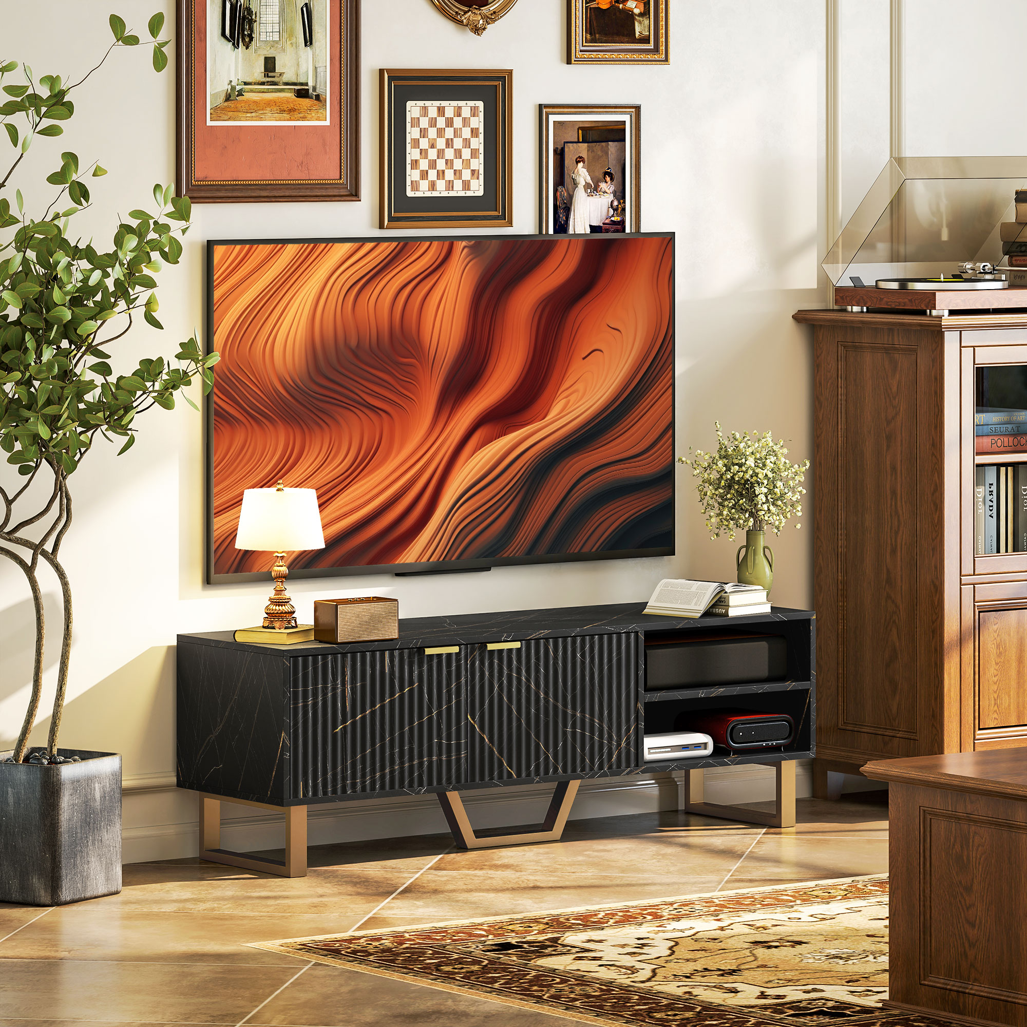 Marble TV Unit With Storage
