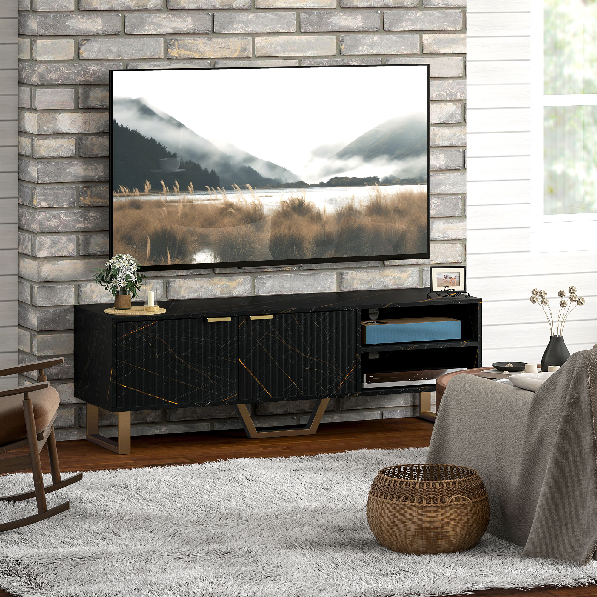 Marble TV Unit With Storage