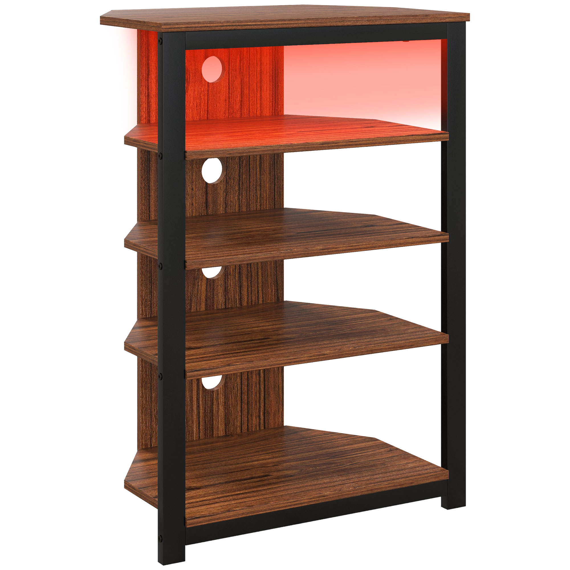 4-Tier Corner TV Stand With LED Lights