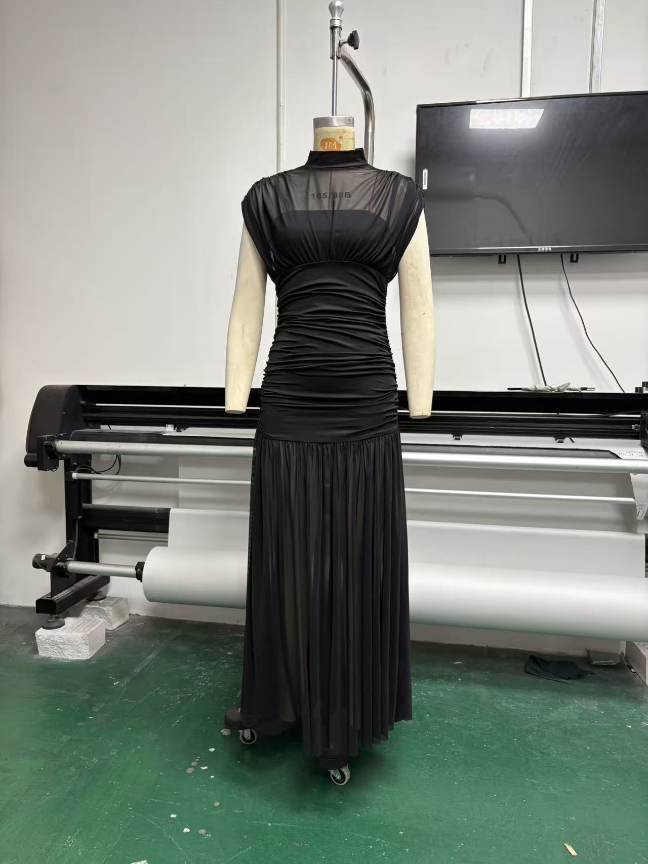 Womens Solid-color Mesh Dress