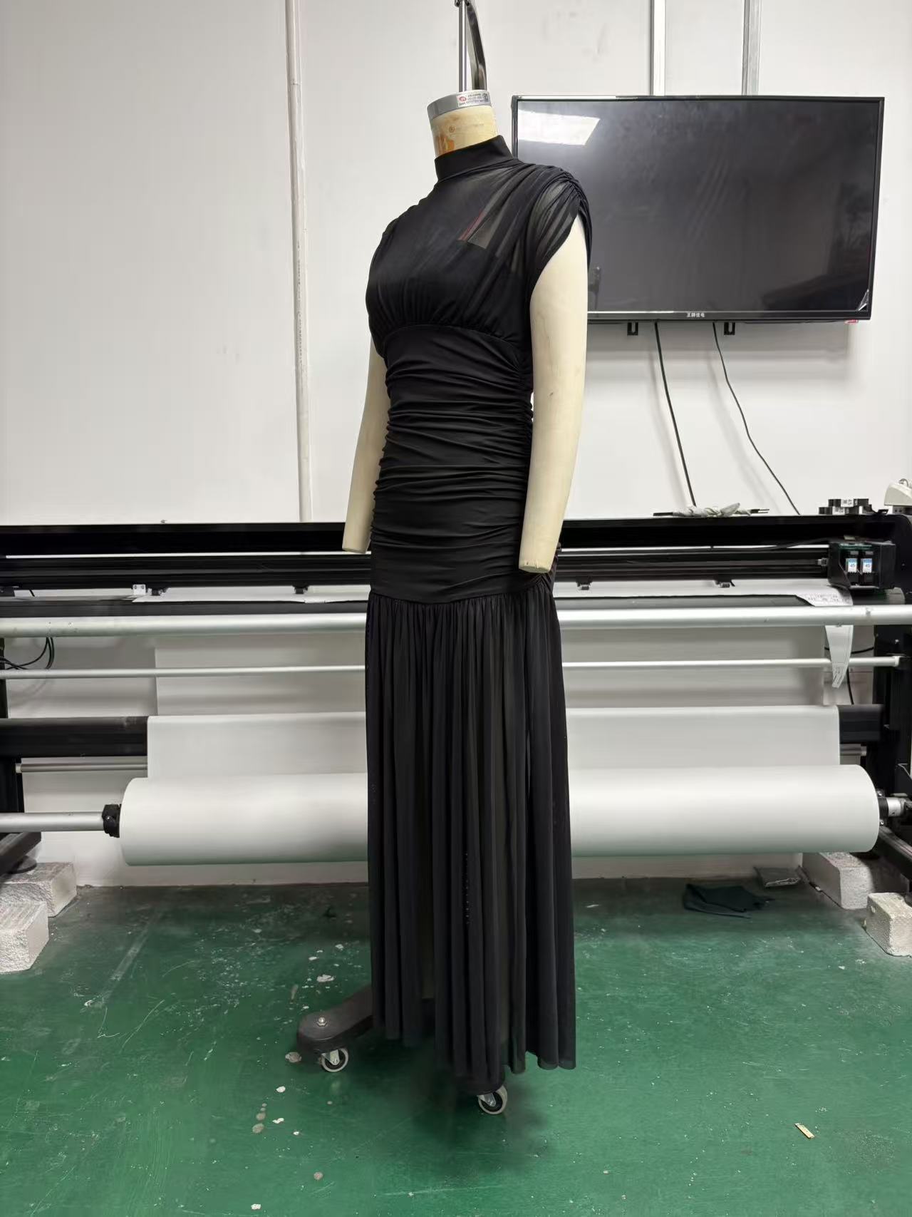 Womens Solid-color Mesh Dress