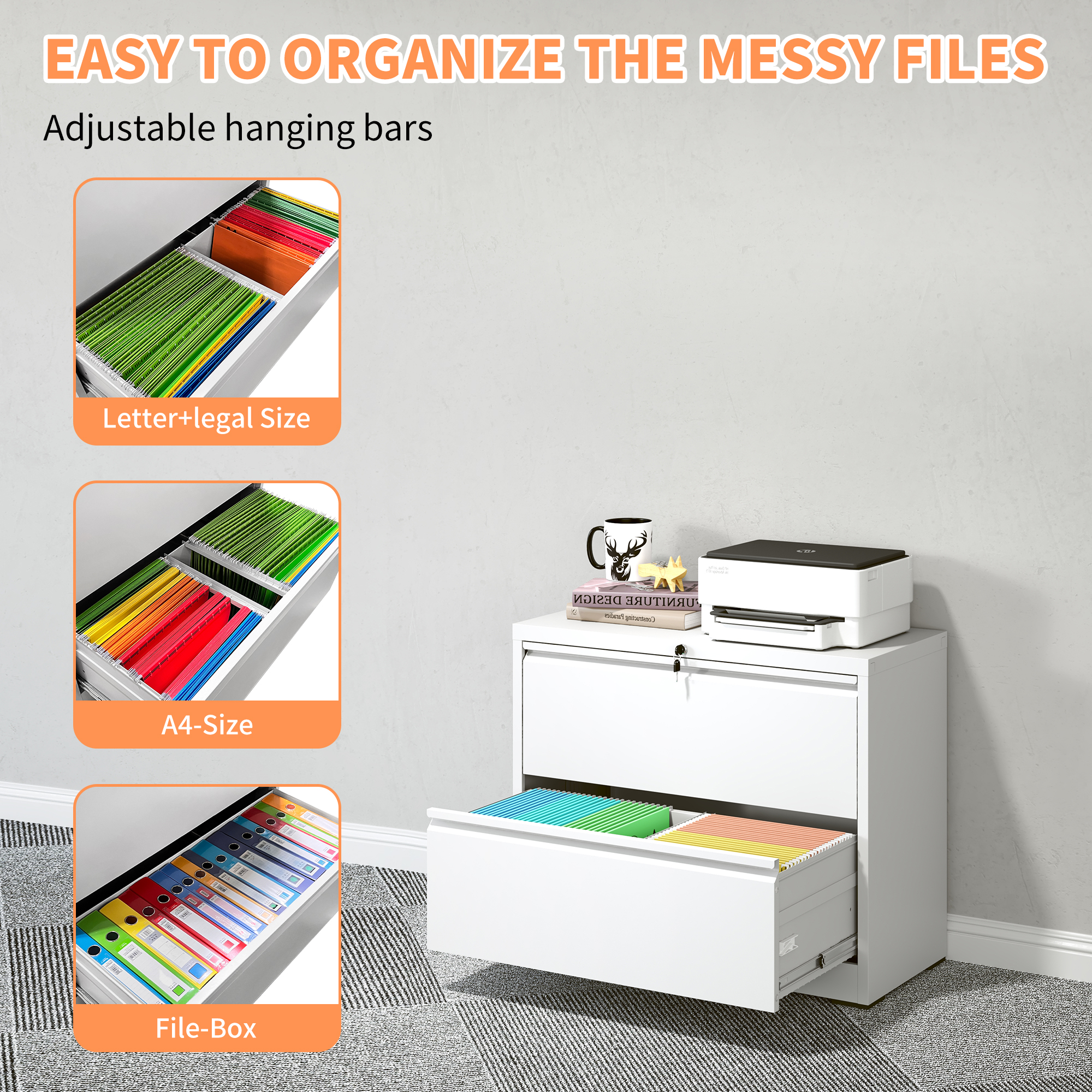2 Drawer Metal File Cabinet