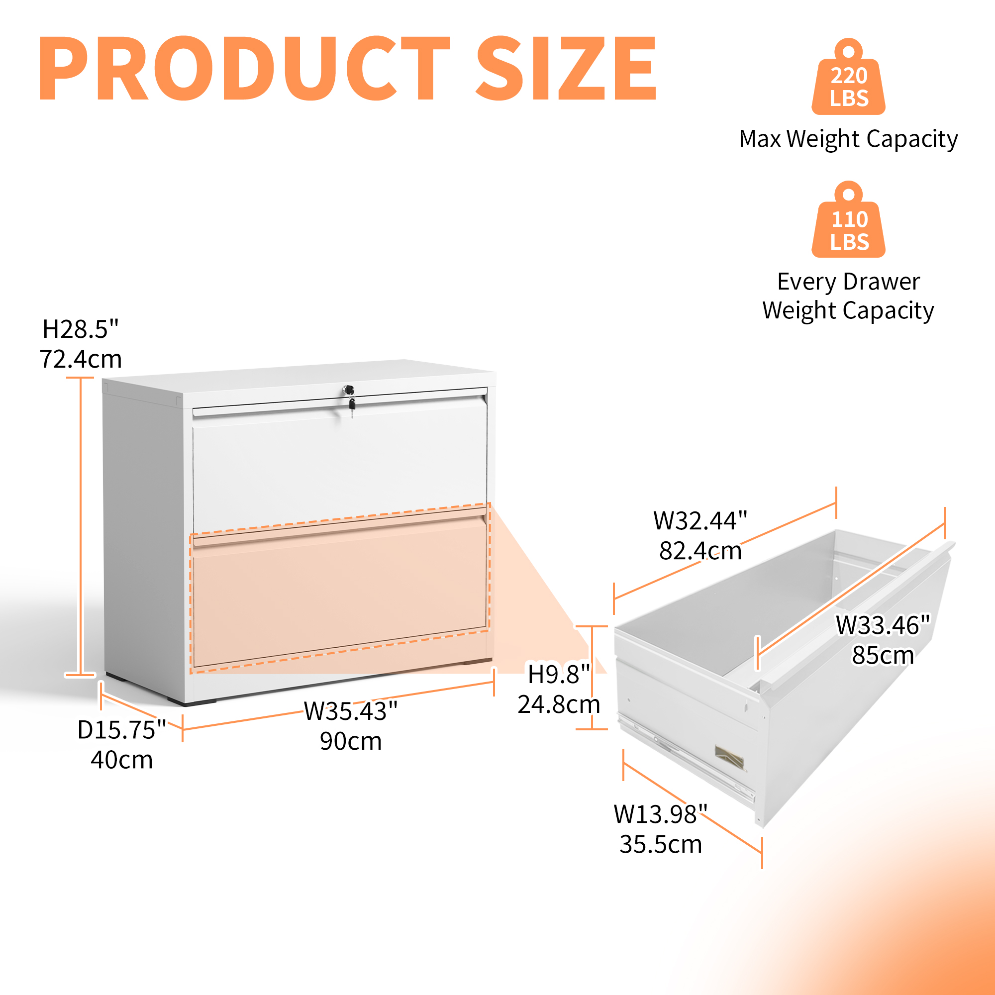 2 Drawer Metal File Cabinet
