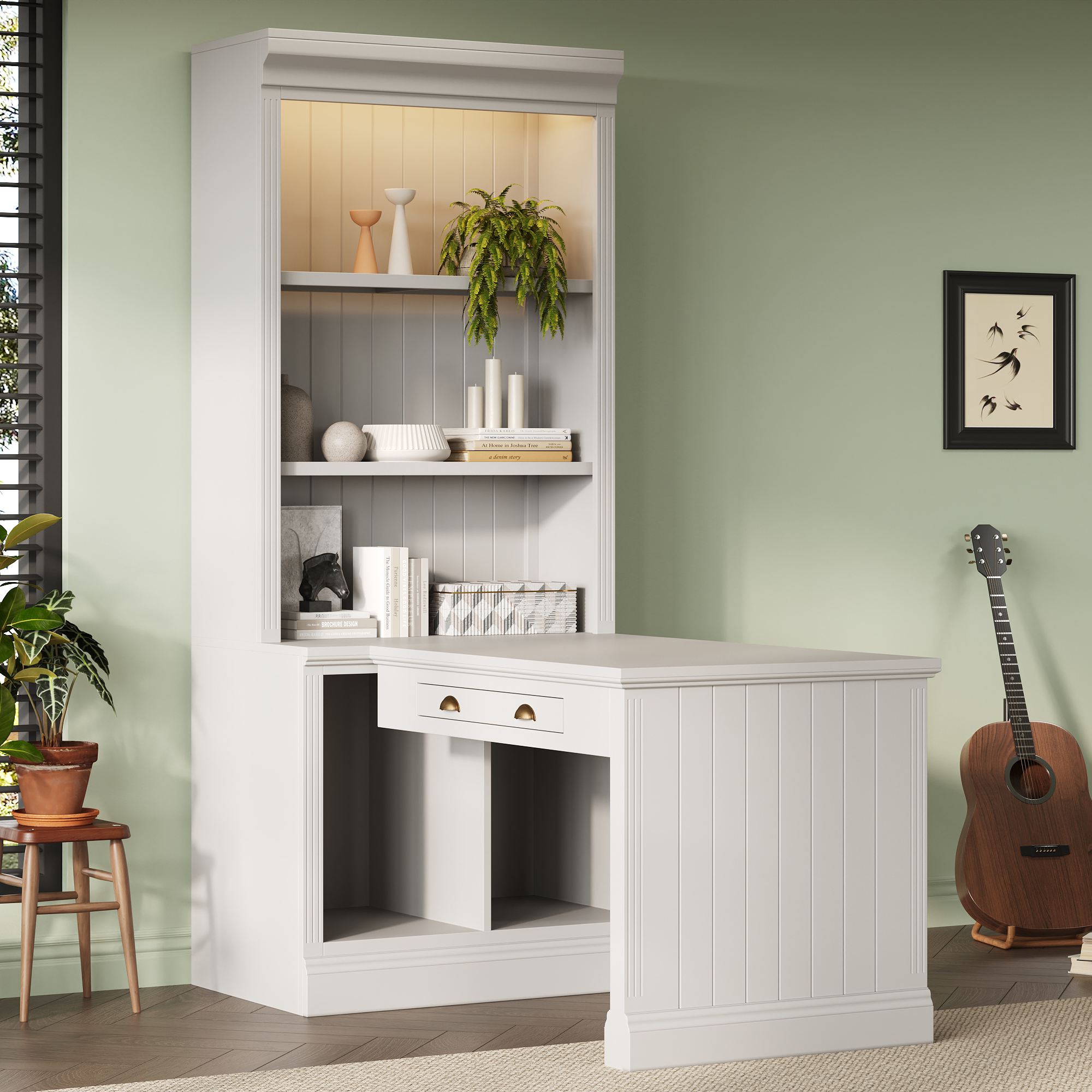 Bookshelf Writing Desk Modern