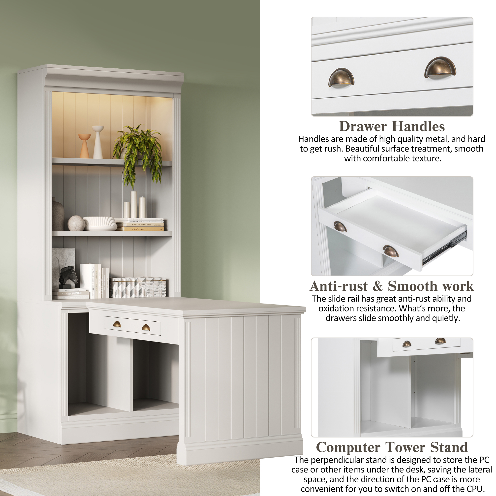 Bookshelf Writing Desk Modern